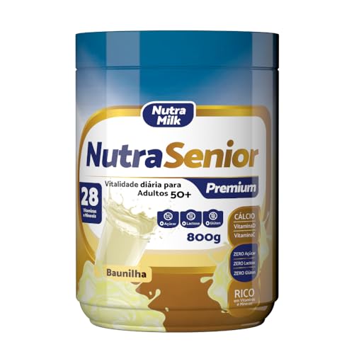 Nutra Senior PREMIUM Adulto 50+ Complemento Alimentar 800g - 28 Vitaminas e Minerais (Baunilha)