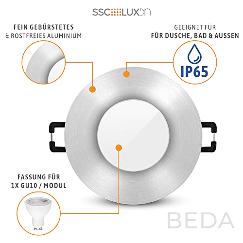 Foco empotrable BEDA de aluminio cepillado redondo con protección IP65 5