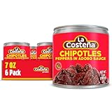 La Costeña Chipotle Peppers in Adobo Sauce - Smoked Spicy Peppers Chipotle in Adobo Sauce - Mexican Food, Taco, Enchiladas & Salsa - Hot Pickled Vegetables - 7oz, 6 Pack Canned Vegetables