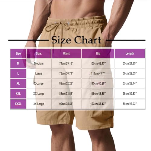 Image of Men's Cargo Shorts Elastic Waist Outdoor Loose Fit Sport Shorts Summer Joggers Casual Short with Multi-Pocket