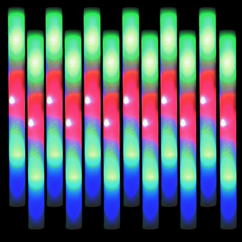 MR PARTY KING 20 LED Party Foam Light Sticks Batons Wand for Wedding, Parties, Birthdays, Guests, Party, DJ, Concerts, Festivals, Events, Promotions Party Favors 3 Color Lighting Modes Batteries 16