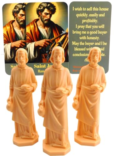 Westmon Works St Joseph Statue for Selling House Bulk Pack Bundle with Saint Statues Prayer Cards and Instructions Made in The USA, 3 of Each