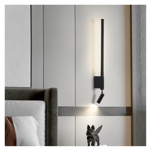 Lampe de chevet longue moderne rotative noire lumière chaude