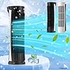Bladeless Tower Fan With Powerful Airflow, Standing Fan That Blows Cold Air For Home, Usb Plug-In Model Table Lamp Tower 2-Speed Light 2-Speed Wind Speed for Home Office Living Room (Black)