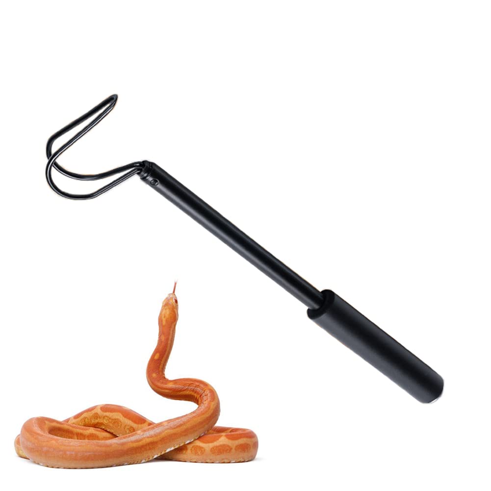 Crochet serpent en alliage d'aluminium avec double tête de crochet, outil de préhension rétractable – Idéal pour manipuler les reptiles et les serpents