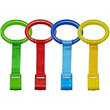 4 PCS 4 Colors Plastic Baby Crib Pull Rings Kids Walking Exercises Assistant Stand Up Rings Baby Cot Hanging Rings for Infant Baby Toddler Practice Tool