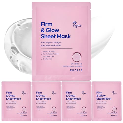 varuza Core Nourishing Sheet Masks with Niacinamide Serum 5% for Dry Skin Tranexamic Acid, Rice Face Mask for Glass Skin Care, Moisturizing Glowing & Anti-Aging, Cruelty Free, Fragrance Free 10 Count