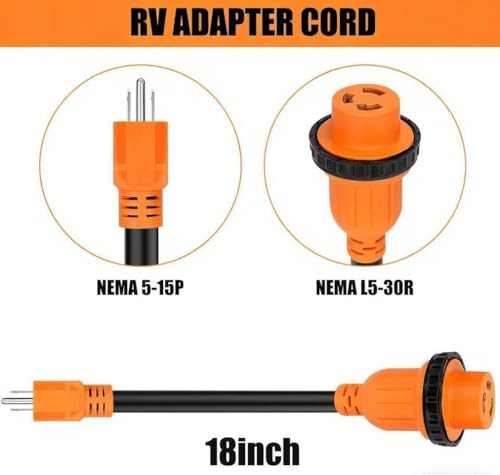 Image of NEMA 5-15P to L5-30R, 30 Amp to 15 Amp 110 RV Adapter Plug, 15A Male to 30A Female RV Power Adapter(5-15P to L5-30R)