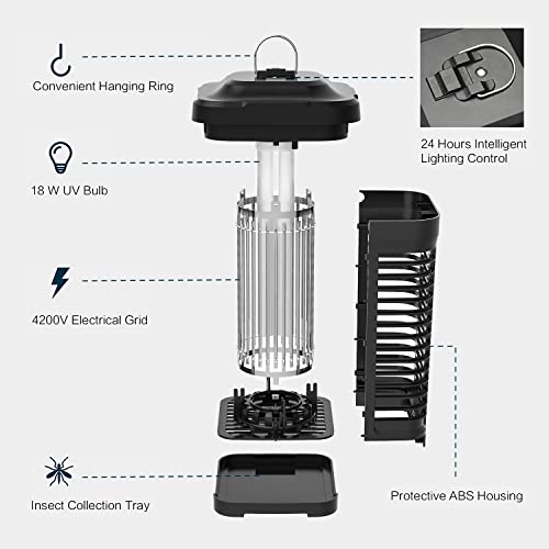 Bug Zapper With Light Sensor, Electric Insect Catcher Waterproof 4200V Mosquito Zapper Outdoor/Indoor, Mosquito Catcher For Backyard, Patio #TOP1
