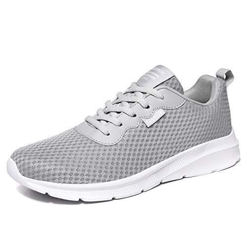 JIASUQI Herren Turnschuhe Straßenlaufschuhe Mode Mesh Sneakers Atmungsaktiv Athletic Sportschuhe Fitness, Grau - grau - Größe: 46 EU