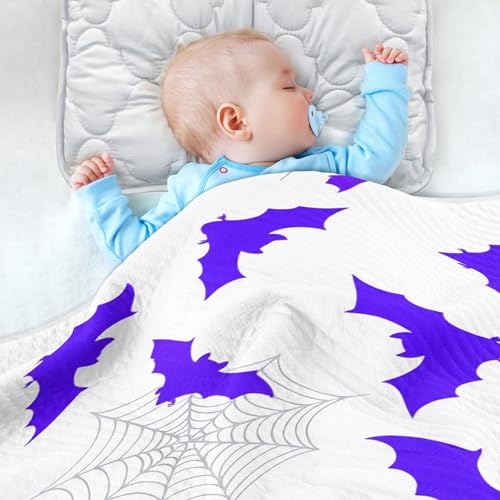 Burbuja Purple Bats Baby Blanket for Boys Girls, Nursery Soft Warm Swaddling Receiving Baby Blankets, 30x40 in Toddler Blanket4