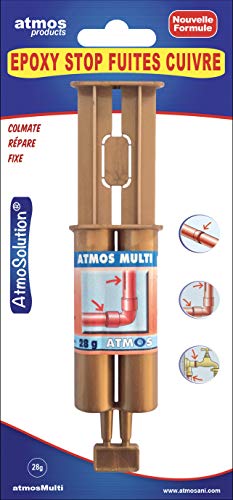 Atmos 1122 Soudure A Froid ÉPOXY Stop FUITES CUIVRE-28 GR-ATMOSMULTI, Cuivré/translucide