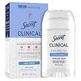 Secret Clinical Strength Antiperspirant Deodorant for Women, 100hr Sweat & Odor Protection, 3X Stress Protection with Hyaluronic Acid, PH Balancing Minerals, Soft Solid, Light & Fresh Scent, 1.6 oz