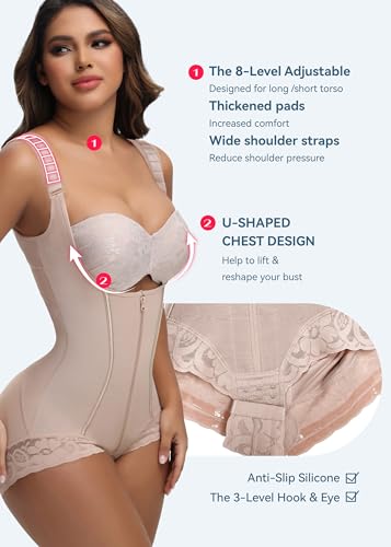 SHAPSHE Fajas Colombianas Shapewear Bodysuits for Women Tummy Control Butt Lifter Compression Garment Open Bust4