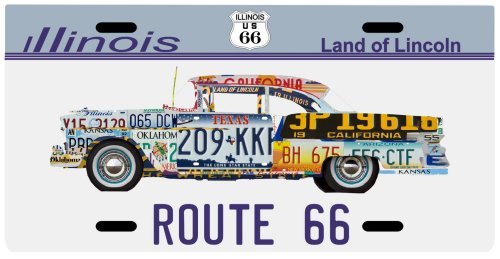 Route 66 Mother Road of America Old Car Illinois License Plate