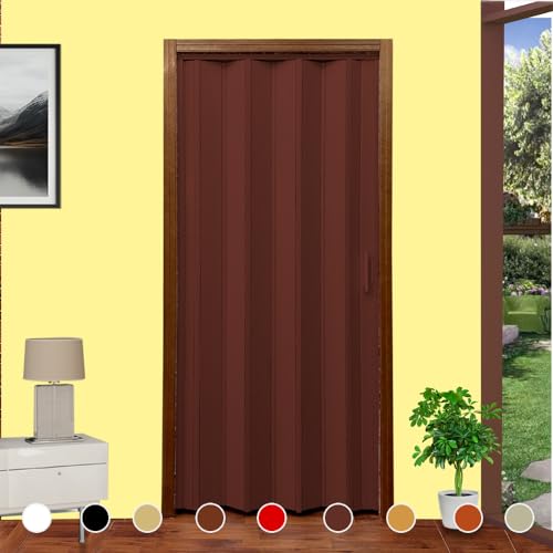 Puerta de fuelle en kit DIY mod. Lorella H 220 cm de ancho 82/94/107/120/132/145 cm para cortar y montar a medida en 9 colores instrucciones de montaje de tornillos y película