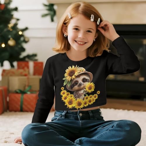 Long Sleeve Shirts for Girls 5-14Y Cropped Tops Kids School Clothes Sports Activewear3