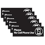 6pcs No Cell Phone Use Sign Stickers | No Phone Zone Sign, Please Silence Your Cell Phone | Signage for Classroom, Appointment Waiting Room, Wedding, Medical Office, Customer Service, Restroom