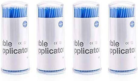 G2PLUS 400 PCS Disposable Micro Applicators, Micro Brushes for Eyelash Extensions, Makeup and Personal Care- 4 X 100PCS (Blue)