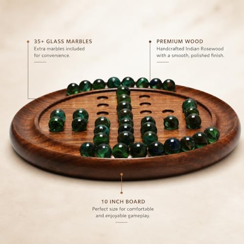Brainvita Marble Solitaire tablero 10" de madera miniatura 2