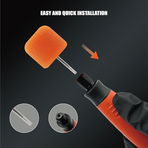 Image of SPTA Orange Cylinder Heavy Cut Pad with 1 /8 inch Shank, 5Pcs Orange Flexible Shaft Cylinder Mini Polishing Pad Set,Car Detailing Pads for Small Area for Flexible Shaft & Drill Attachment -PT192-5