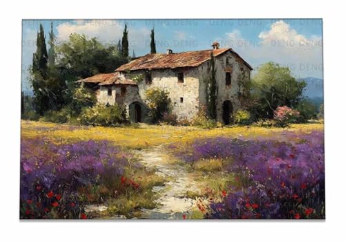 Peinture murale moderne lavande avec cadre 60x80 cm en toile de qualité