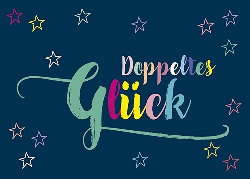 maauwikids Glückwunschkarte mit Umschlag zur Geburt von Zwillingen - Geschenk Karte mit Kuvert zur Geburt Doppeltes Glück - Geburtskarte Babyglückwünsche Zwillingswunder (DIN A6)