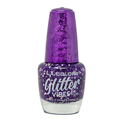 L.A. COLORS Glitter Vibes Polish, Purple-razzi CNL359