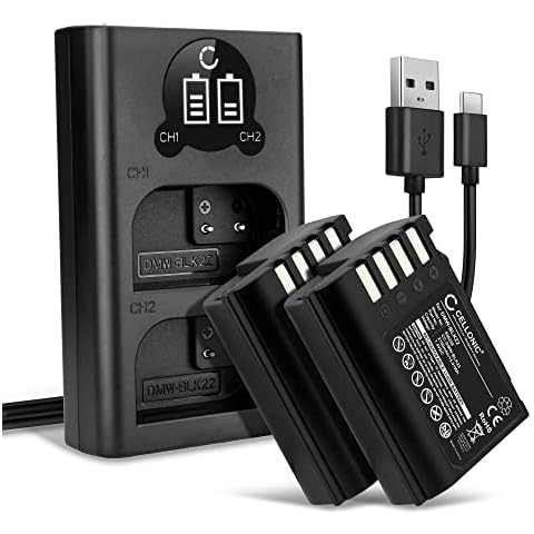 CELLONIC 2X Kamera Ersatzakku DMW-BLK22 für Panasonic Lumix DC-GH5 II DC-GH6 DC-S5 G9 GH5 GH5S Cover