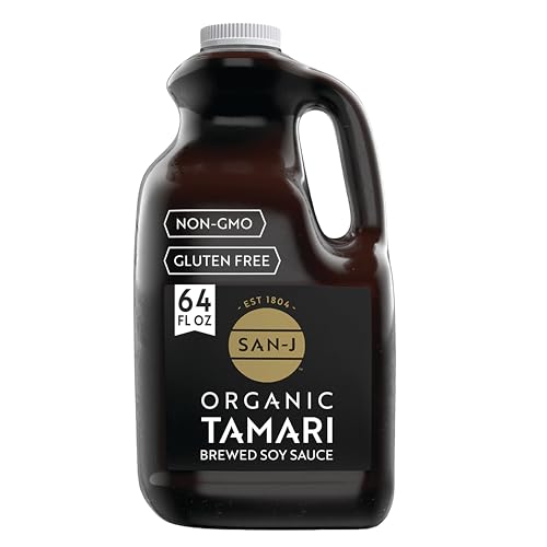 San-J - Organic Gluten Free Tamari Soy Sauce - Specially Brewed - Made with 100% Whole Soy - 64 oz. Container