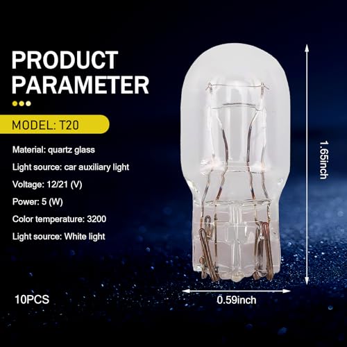Anyhut 10 PCS T10 Car Brake Lights, T10 168 192 12V 5WDouble-wire Vehicle Turn Signal Tail Light Replacements, Universal Waterproof Automotive Lighting Accessories for Truck SUV Car (White Light)