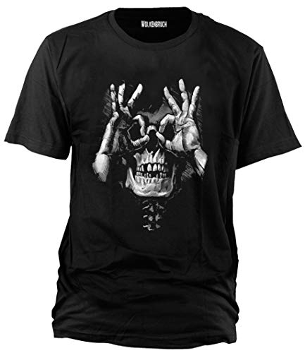 Wolkenbruch® T-Shirt Skull Hands Totenkopf (Schwarz, 3XL)