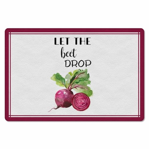 Vegetables Painting Antifatigue Kitchen Bath Door Mat Cushioned Runner Rug,Washable Welcome Floor Sink Mat,Waterproof & Non-Slip Standing Doormat for Kitchen,Contemporary Abstract Purple Art 18