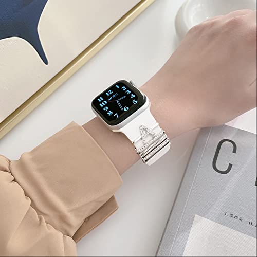 Image of 5Pcs Charms for Apple Watch band 41mm 45mm 40mm 44mm 38mm 42mm 46mm 49mm Women,Diamond+Metal Jewelry Decorative Ring For iWatch series 11 10 9 8 7 6 5 4 se 3 /2,Galaxy watch 7 /6 /5 /4,Strap Accessories