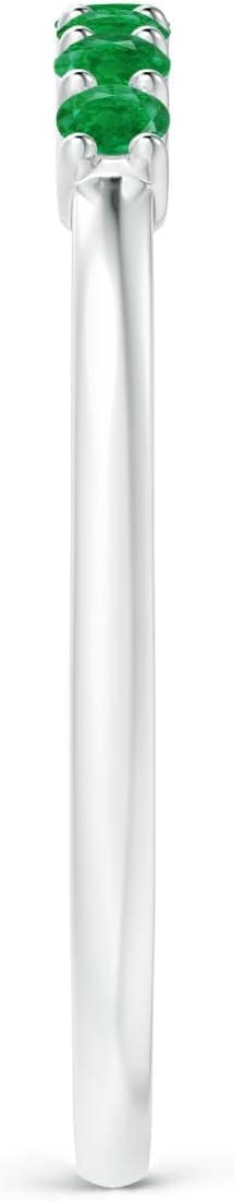 Angara Natural Emerald Wedding Ring for Women | Half Eternity Seven Stone Emerald Wedding Ring in 14K Solid Gold/Platinum | May Birthday, Anniversary, Gemstone Jewellery Gift