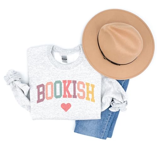 Retro Bookish Heart Sweatshirt, Gift For Book Lover, Bookish Librarian Sweater, Book Club Teacher Gift, Unisex Crewneck Reading Sweatshirt Sand3