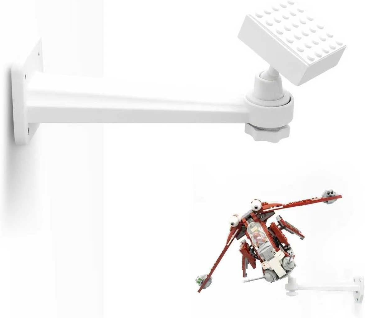 Heavy-Duty 360° Adjustable Wall Mount LEGO Display Stand – Alloy Bracket with 6x6 & 4x4 Connector Plates – Holds Over 2.2 lbs for Large LEGO Models – No Assembly Required (4x4 Brick Connector)