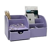 UnionBasic Desk Organizer - Multifunctional Leather Desktop Pen Holder Storage Box - Business Card/P