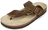 White Mountain Shoes Crawford Women's Flat Sandal, Brown/Leather, 10 M