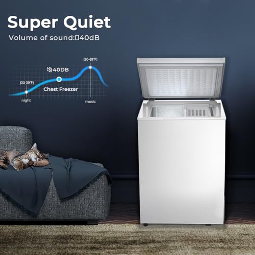 Image of Electactic Chest Freezer 3.0 Cubic Feet Compact Freezer with 2 Removable Baskets, Free Standing Top open Door Deep Freezer, Adjustable Temperature for Home Dorm, Bar, Basement, Kitchen