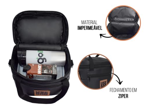 Bolsa Marmiteira Trabalho e Academia Fitness Térmica 7 litros de Couro Fit