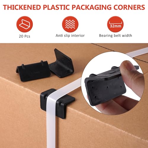 BAOSHISHAN Manuelle Umreifungsgerät Set 13–19 mm Umreifungsset mit Umreifungsband Manuelle Umreifungswerkzeug für (100M Flexible Polyesterfaserbände + 100 Metallschnallen + 20 Faserriemen)