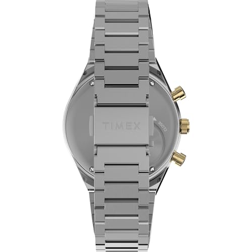 Image of TIMEX Q Diver Inspired Analog Black Round Dial & Two-Tone Stainless Steel Bracelet Band Water Resistant Men's Wrist Watch - TWEG26404