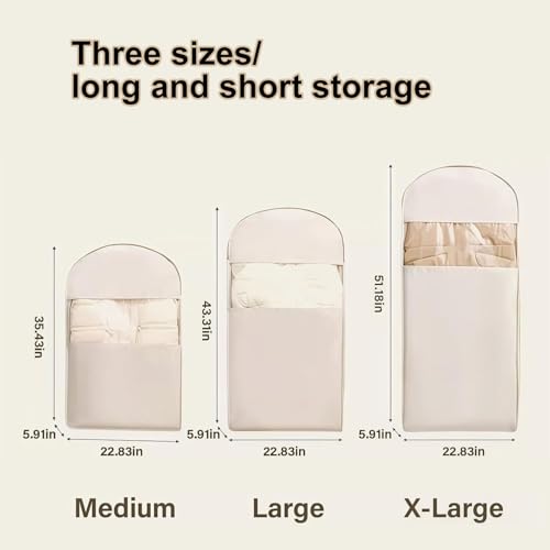 Space Saving Hanging Garment Bag with Self Compression Zipper, Garment Bags for Hanging Clothes, Down Coat Compression Dust Cover for Closet Storage (Pink, L)2