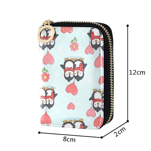 Colorful Women Wallet Small RFID Blocking Credit Card Wallets Cute Cartoon Penguins Heart Balloon Travel Wallet with Zipper3