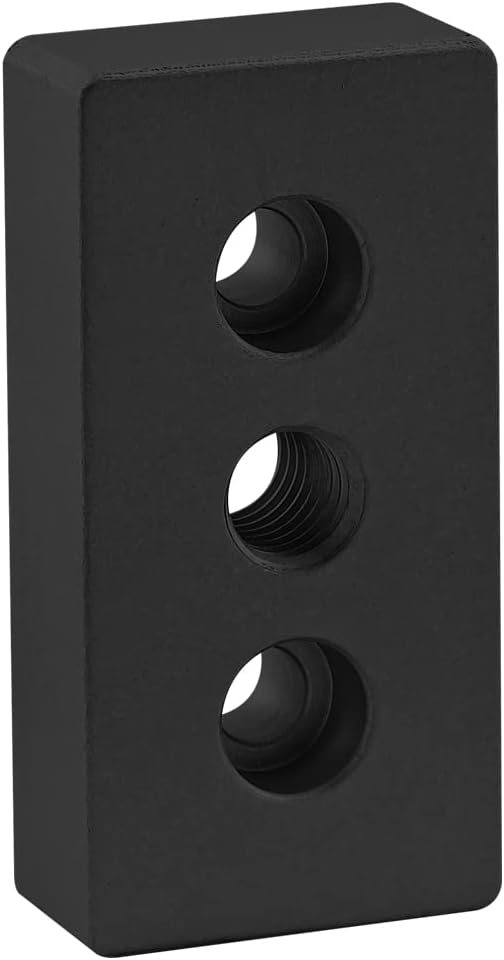 2135-Black, 15 Series, 1.5" x .75" x 3" Base Plate with 1/2-13 Tap Thru in Center, Black Anodize (25 Pack)