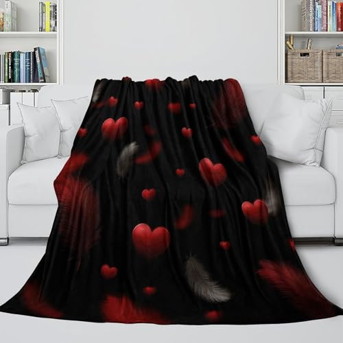 Couverture microfibre cœurs rouges pour chambre étudiant colocation - 6