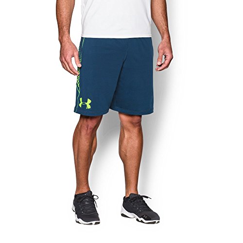 Under Armour Men's Raid Graphic Shorts, Blackout Navy (997)/Fuel Green, Large