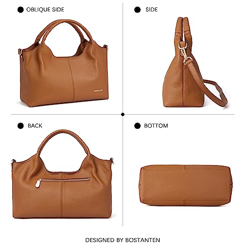 Image of BOSTANTEN Hobo Bags for Women Faux Leather Purses and Satchel Shoulder Bag Bucket Handbags Large Hobo Purse with Tassel -Choice Color.