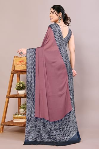 Image of MIRCHI FASHION Saree for Woman Chiffon Madhubani Print | Breathable Comfortable Printed Saree for Office and Regular Use (Available in 15 Designs)